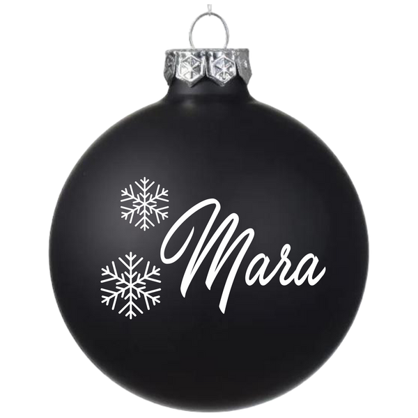 Weihnachtskugel "Schwarz 8 cm" mit Name und Motiv