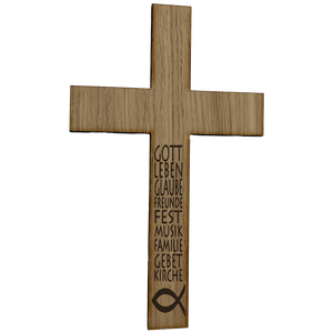 Palmstock Kreuz "Eiche" mit Spruch