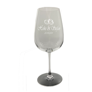 Weinglas mit Gravur - mit Namen "Hochzeit"