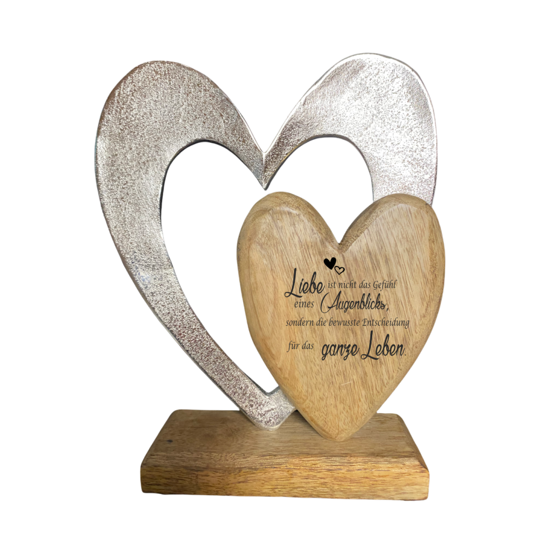 Holzdeko "Herz in Herz" mit Spruch "Liebe"