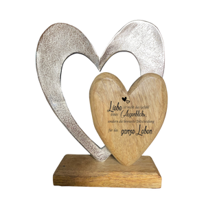 Holzdeko "Herz in Herz" mit Spruch "Liebe"
