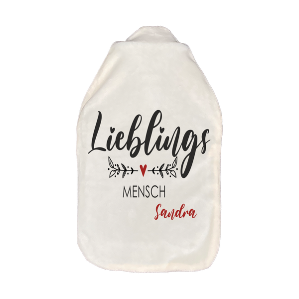 Wärmflasche mit Spruch und Name "Liebe"