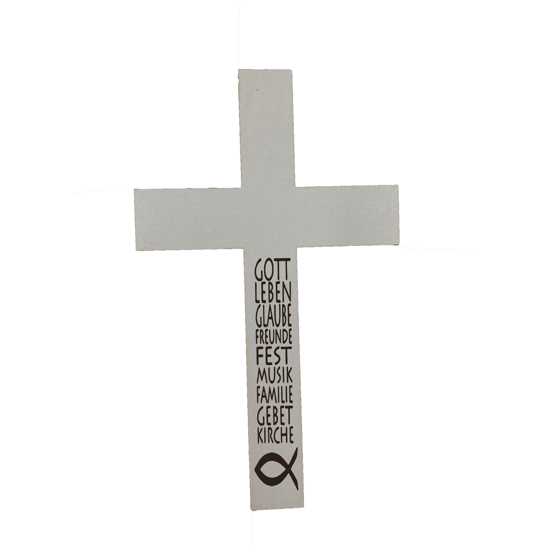 Palmstock Kreuz "Weiß" mit Spruch