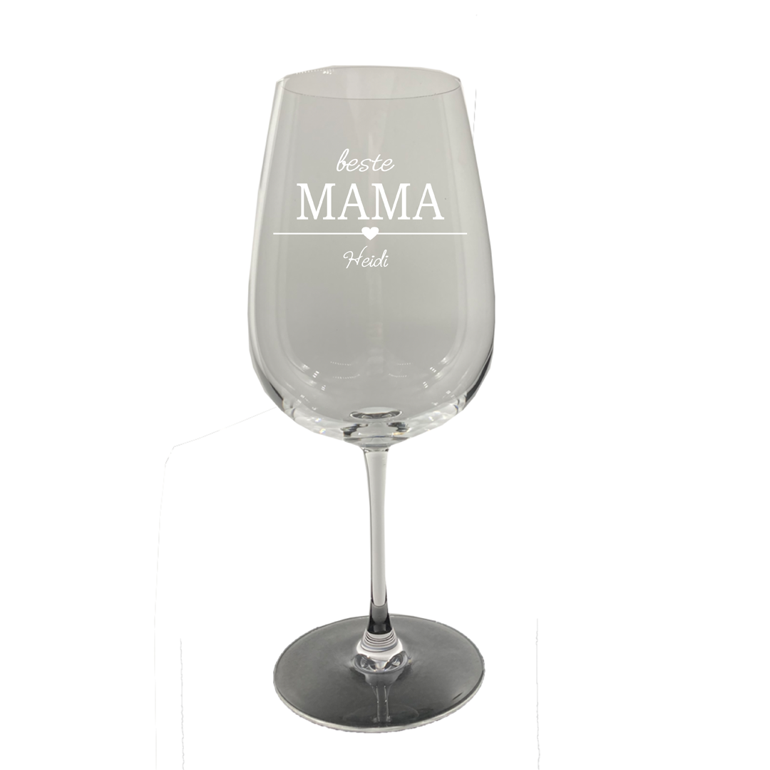 Weinglas mit Gravur - mit Namen und Spruch "Mama"
