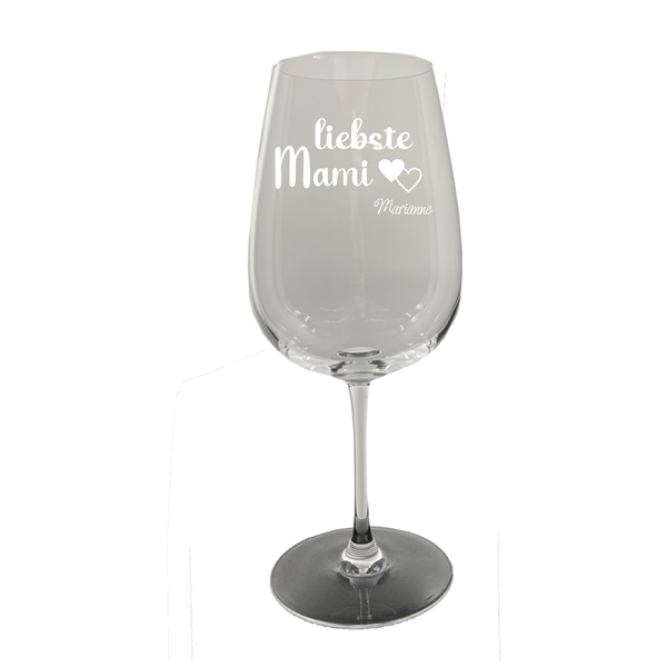 Weinglas mit Gravur - mit Namen und Spruch "Mama"