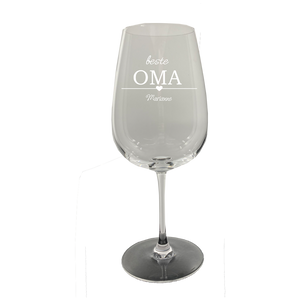 Weinglas mit Gravur - mit Namen und Spruch "Oma"