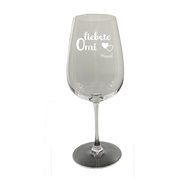 Weinglas mit Gravur - mit Namen und Spruch "Oma"